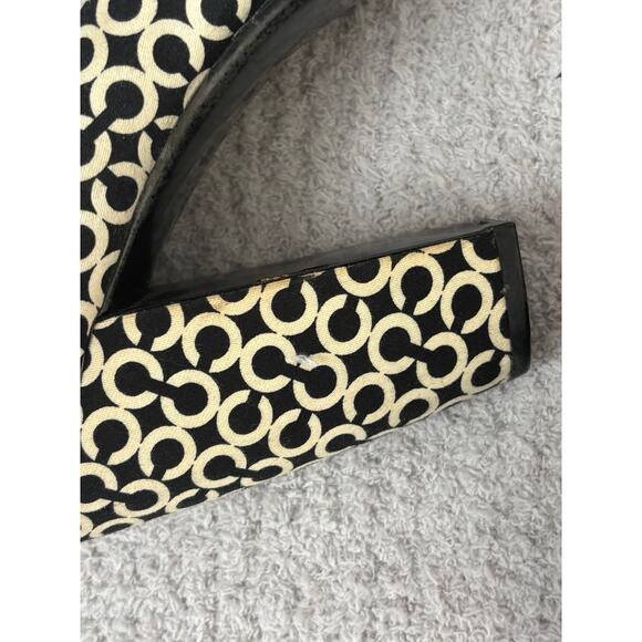 Coach Corey Black & White Signature Print Peep Toe Heels Size 10 AS IS #38 - Picture 10 of 10